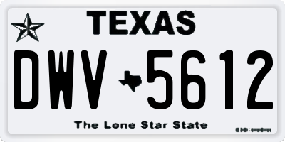 TX license plate DWV5612