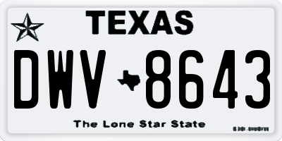 TX license plate DWV8643