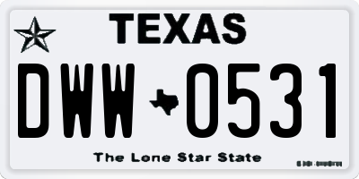 TX license plate DWW0531