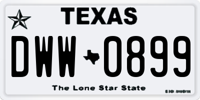 TX license plate DWW0899