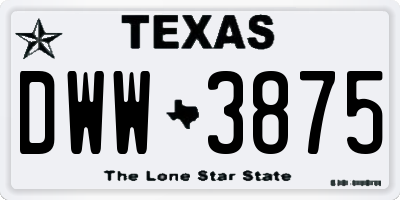TX license plate DWW3875
