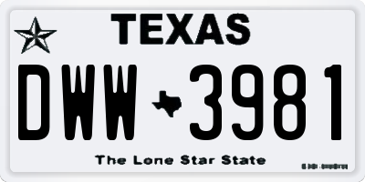 TX license plate DWW3981