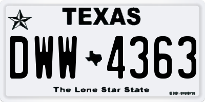 TX license plate DWW4363