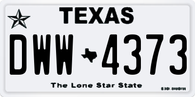 TX license plate DWW4373