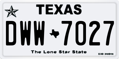 TX license plate DWW7027