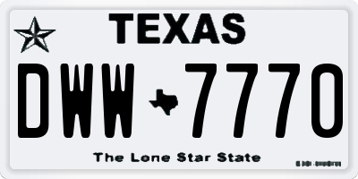 TX license plate DWW7770