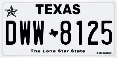 TX license plate DWW8125