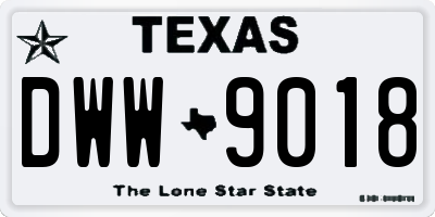 TX license plate DWW9018