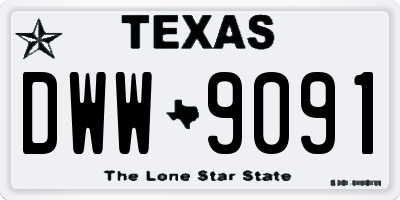TX license plate DWW9091