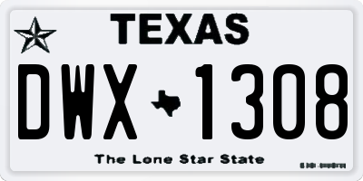 TX license plate DWX1308
