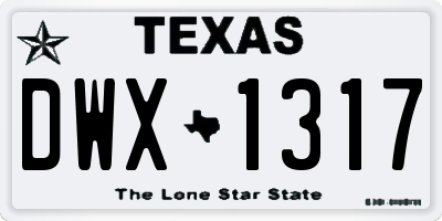TX license plate DWX1317