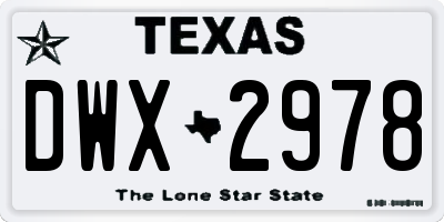 TX license plate DWX2978