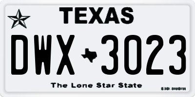TX license plate DWX3023