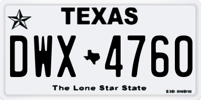 TX license plate DWX4760