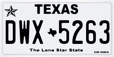 TX license plate DWX5263