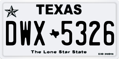 TX license plate DWX5326