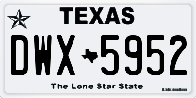 TX license plate DWX5952