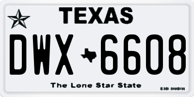 TX license plate DWX6608