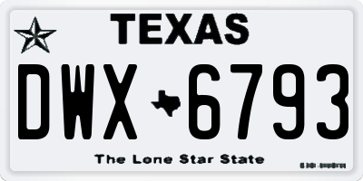 TX license plate DWX6793