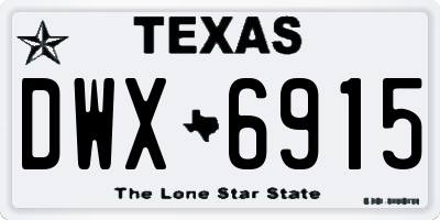 TX license plate DWX6915