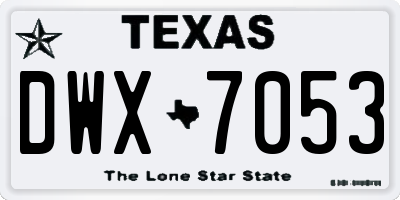 TX license plate DWX7053