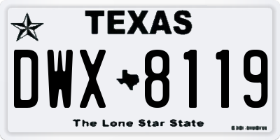 TX license plate DWX8119