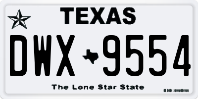 TX license plate DWX9554