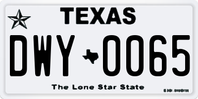 TX license plate DWY0065