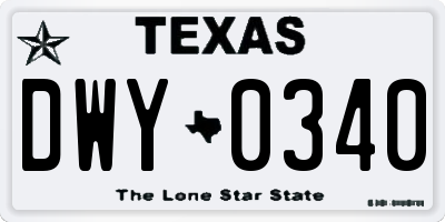 TX license plate DWY0340