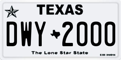 TX license plate DWY2000