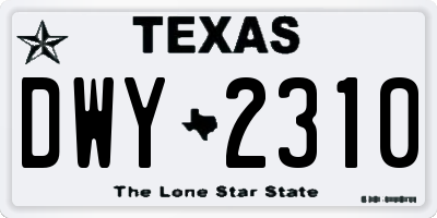 TX license plate DWY2310