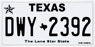TX license plate DWY2392