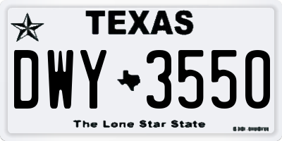 TX license plate DWY3550