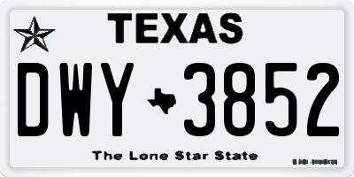 TX license plate DWY3852