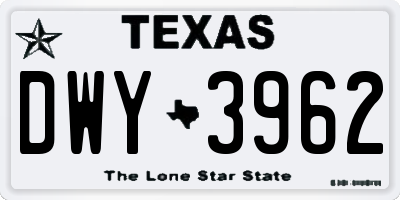 TX license plate DWY3962