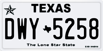 TX license plate DWY5258