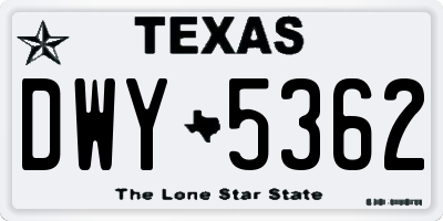 TX license plate DWY5362