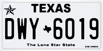 TX license plate DWY6019