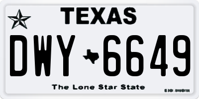 TX license plate DWY6649