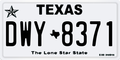 TX license plate DWY8371