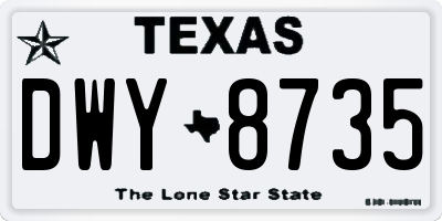 TX license plate DWY8735