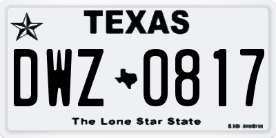TX license plate DWZ0817