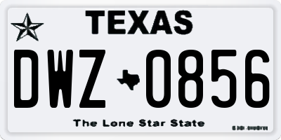 TX license plate DWZ0856