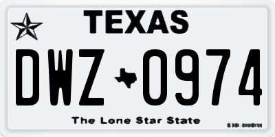 TX license plate DWZ0974