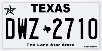 TX license plate DWZ2710