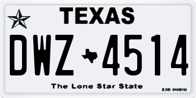 TX license plate DWZ4514