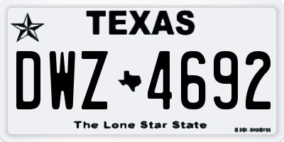 TX license plate DWZ4692