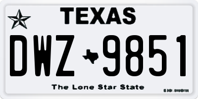 TX license plate DWZ9851