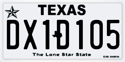 TX license plate DX1D105