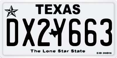 TX license plate DX2Y663